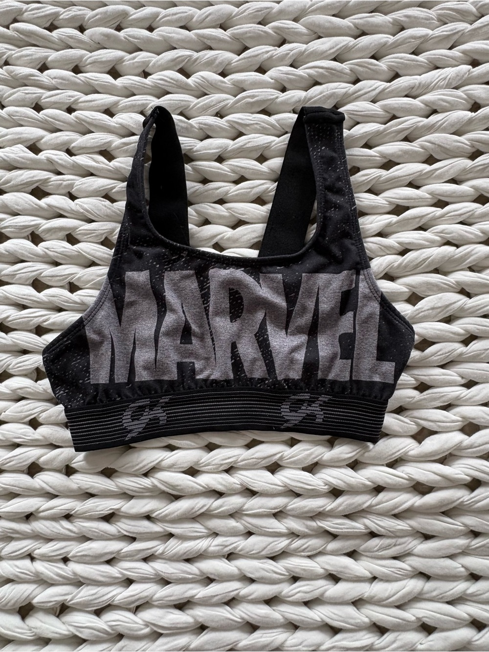 GK Black & Gray Marvel Sports Bra